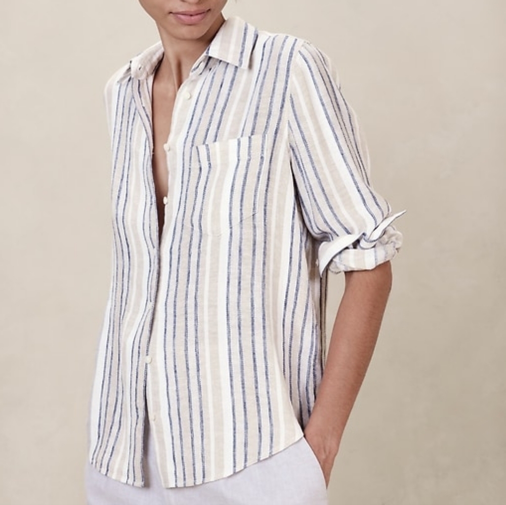 Banana Republic Linen Button Down Shirt EUC